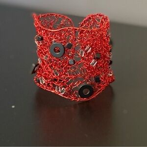 Elegant Red Wire Mesh Bracelet